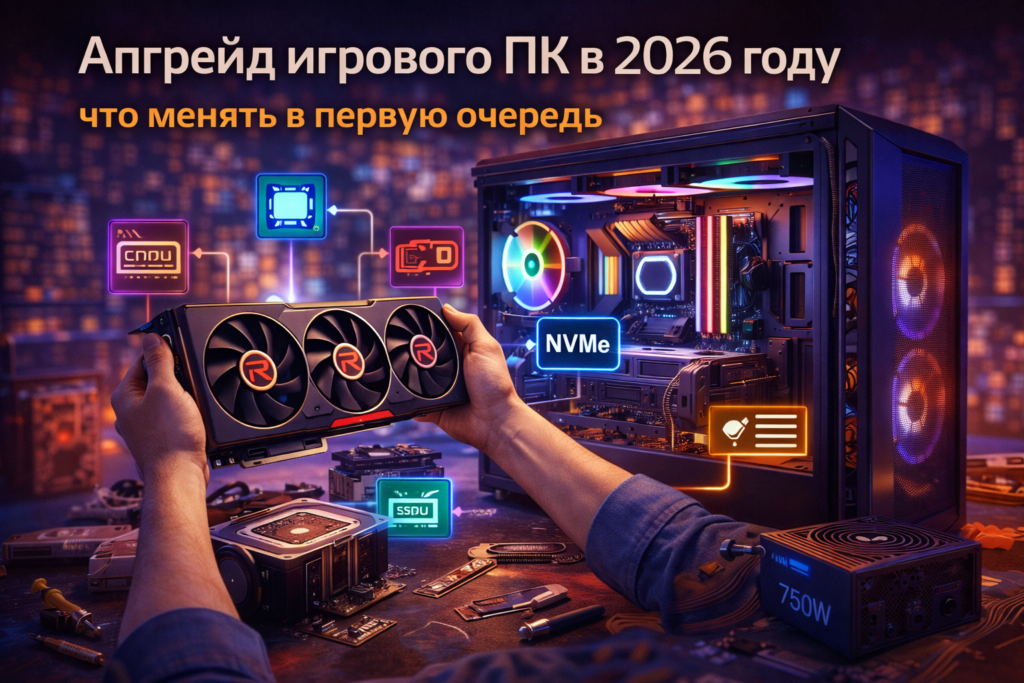 Апгрейд игрового ПК в 2026 году — замена видеокарты, SSD и оперативной памяти для игр