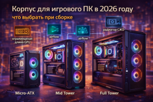 Корпус для игрового ПК в 2026 году с хорошим airflow и поддержкой мощной видеокарты