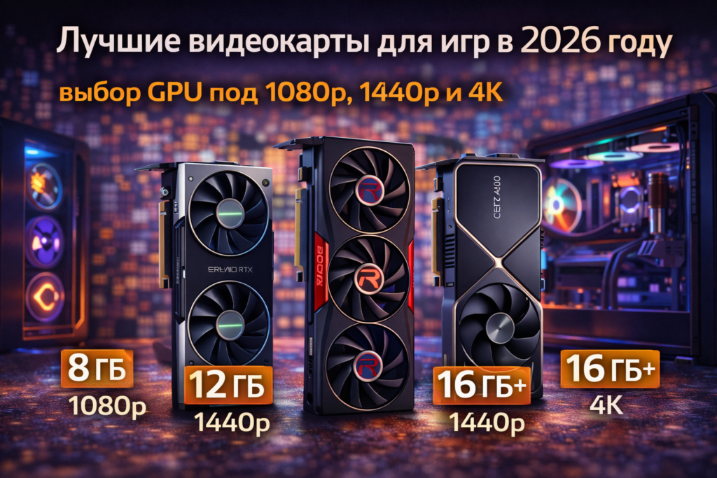 Лучшие видеокарты для игр в 2026 году — выбор GPU для 1080p, 1440p и 4K гейминга